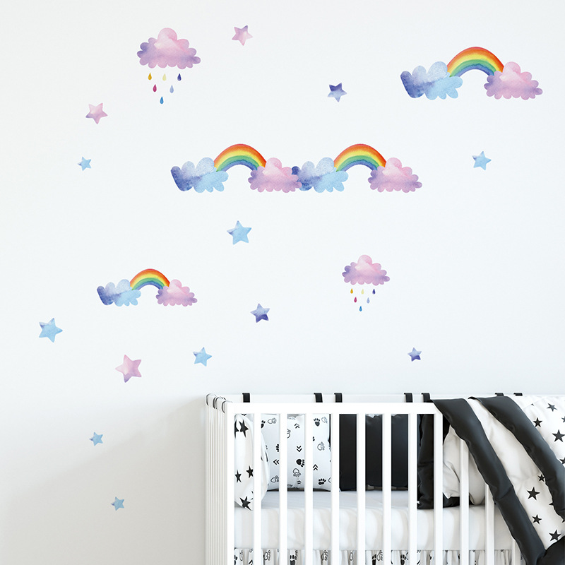 Cartoon Cloud Rainbow Wall Sti - Baby Nursery Layout 리뷰 및 가격