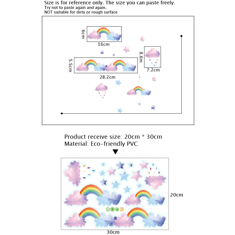 Cartoon Cloud Rainbow Wall Sti - Baby Nursery Layout 리뷰 및 가격