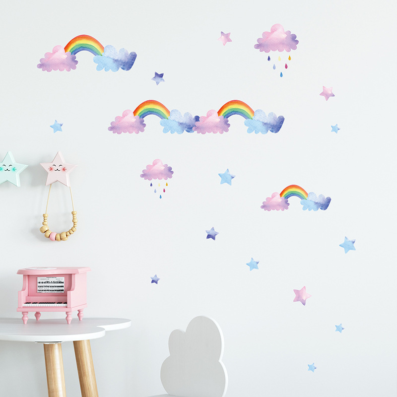 Cartoon Cloud Rainbow Wall Sti - Baby Nursery Layout 리뷰 및 가격