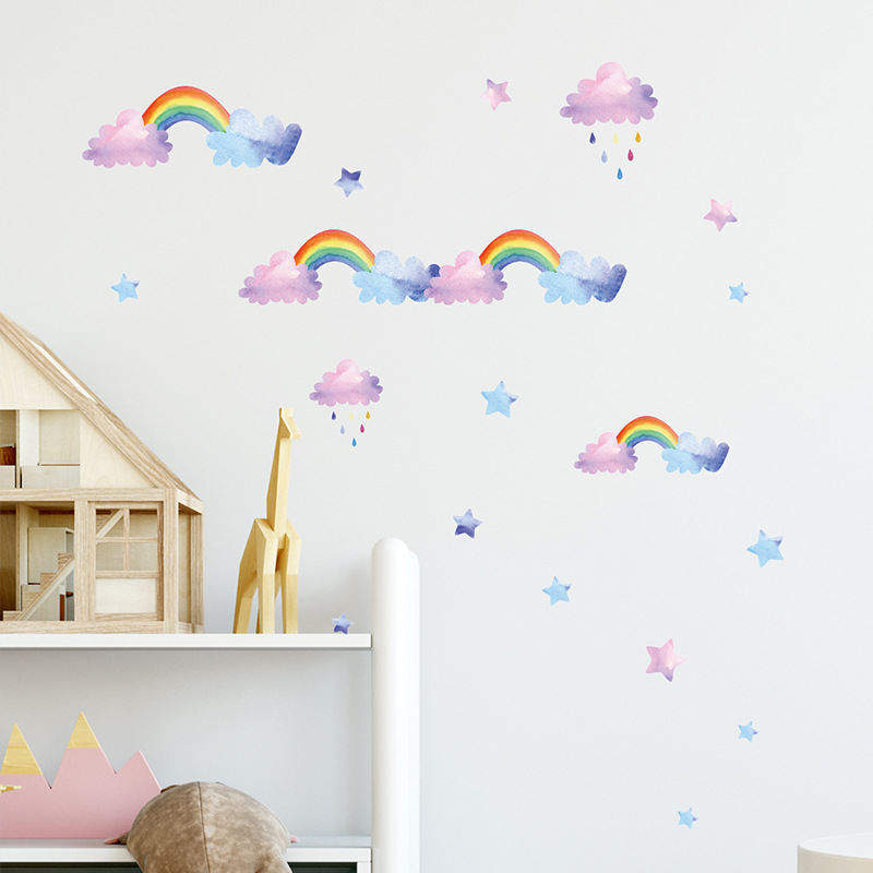 Cartoon Cloud Rainbow Wall Sti - Baby Nursery Layout 리뷰 및 가격