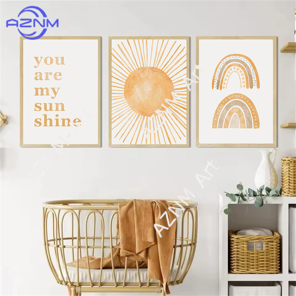 Boho Rainbow Sun Posters Abstr - Baby Nursery You Are My Sunshine 리뷰 및 가격