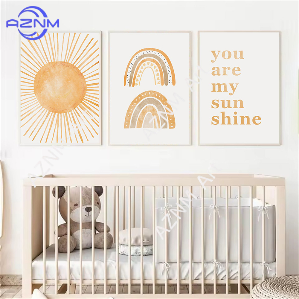 Boho Rainbow Sun Posters Abstr - Baby Nursery You Are My Sunshine 리뷰 및 가격