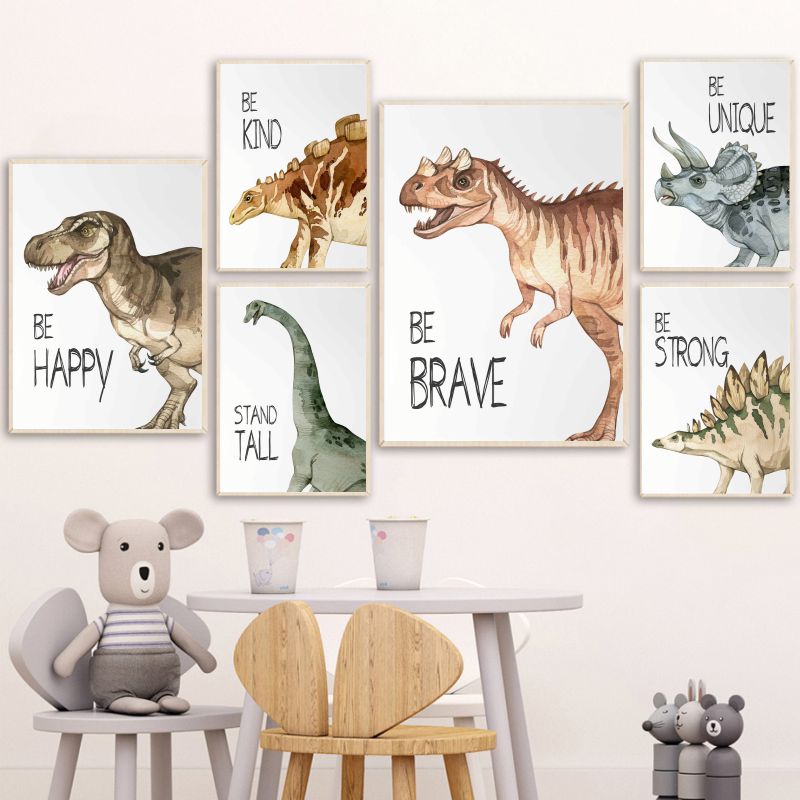 Watercolor Dinosaur Poster Nur - Baby Nursery Animal Pictures 리뷰 및 가격