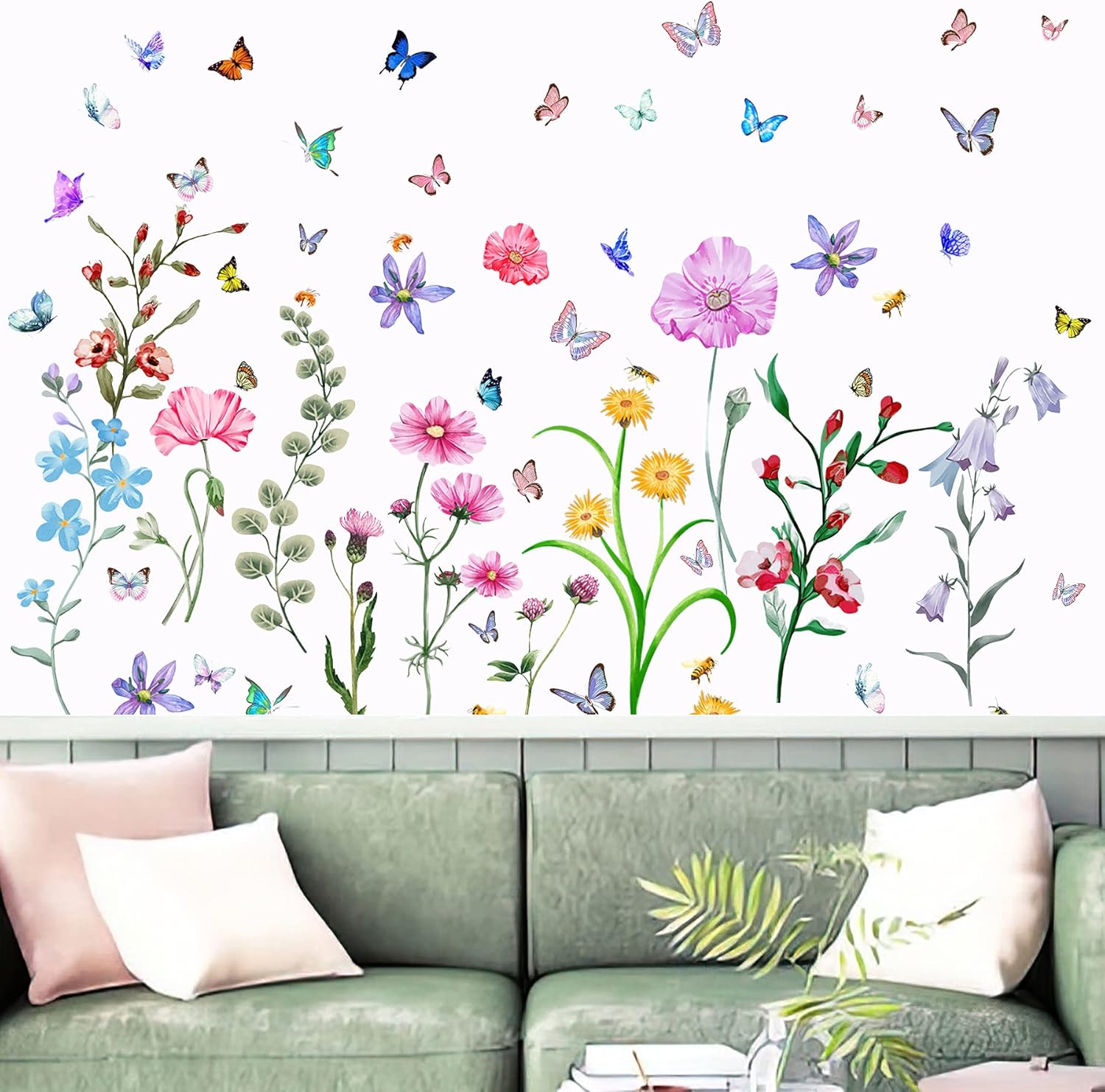 58 Pcs Colorful Flower Wall St - Baby Nursery Peel And Stick Wallpaper 리뷰 및 가격