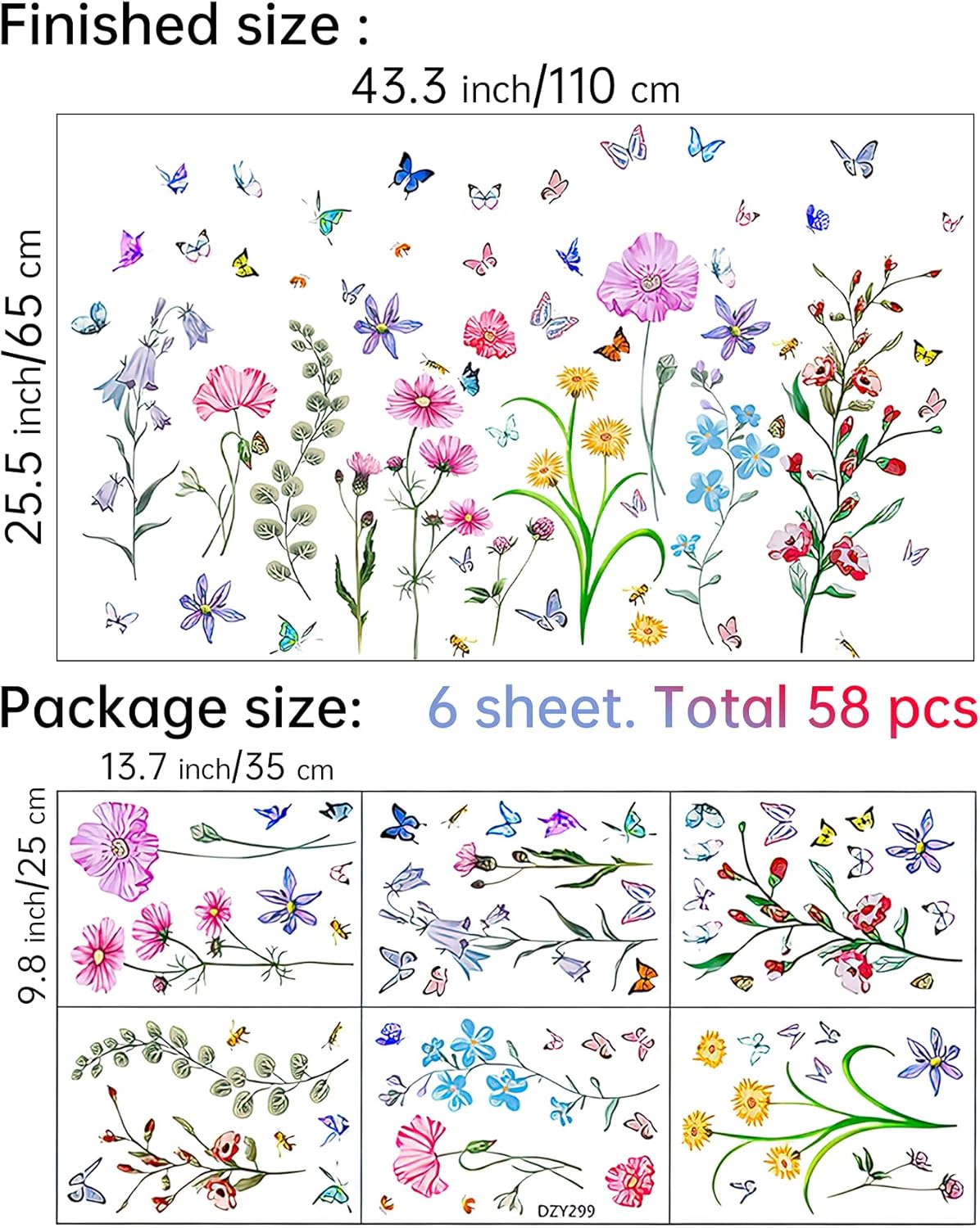 58 Pcs Colorful Flower Wall St - Baby Nursery Peel And Stick Wallpaper 리뷰 및 가격