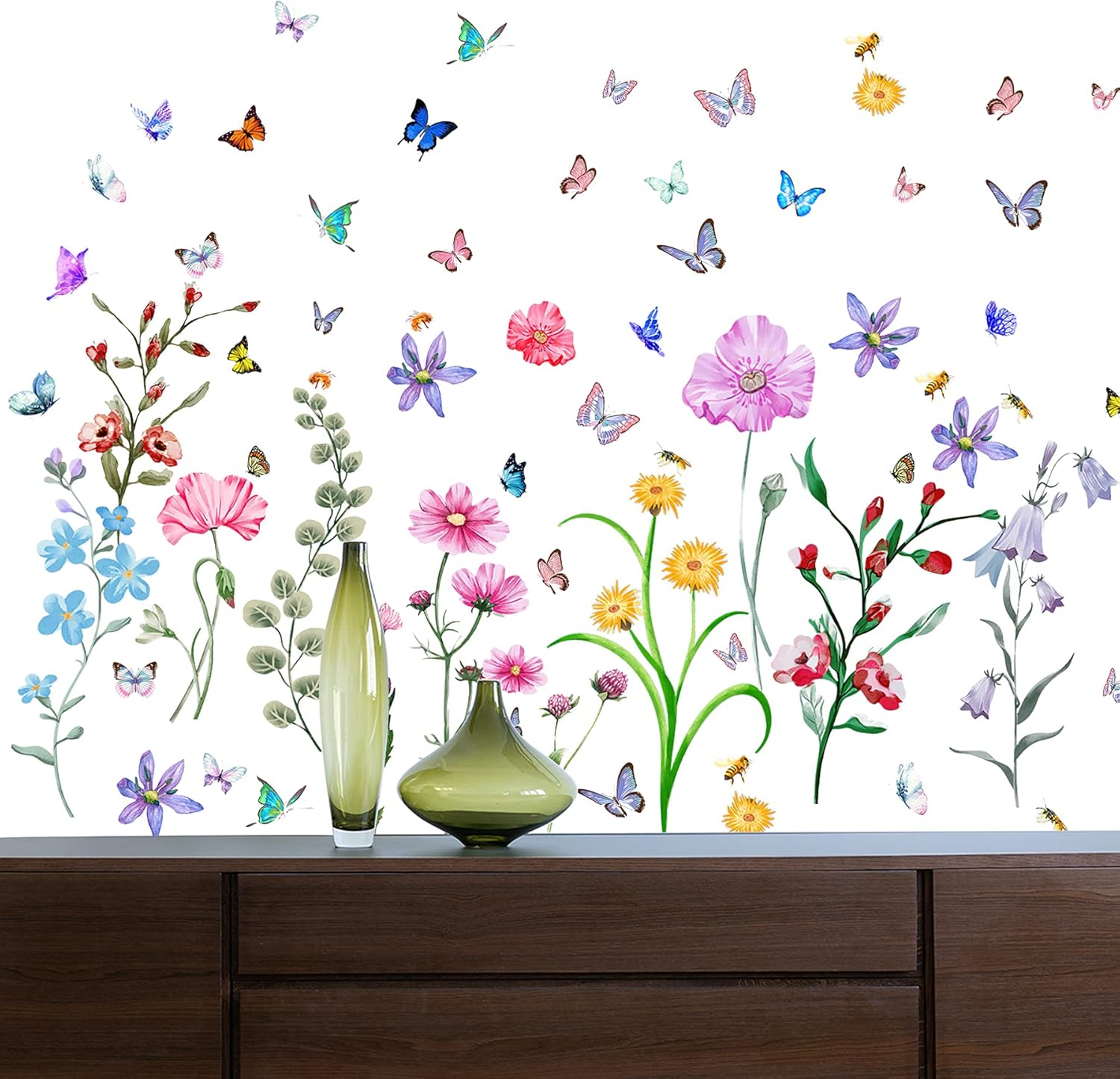 58 Pcs Colorful Flower Wall St - Baby Nursery Peel And Stick Wallpaper 리뷰 및 가격