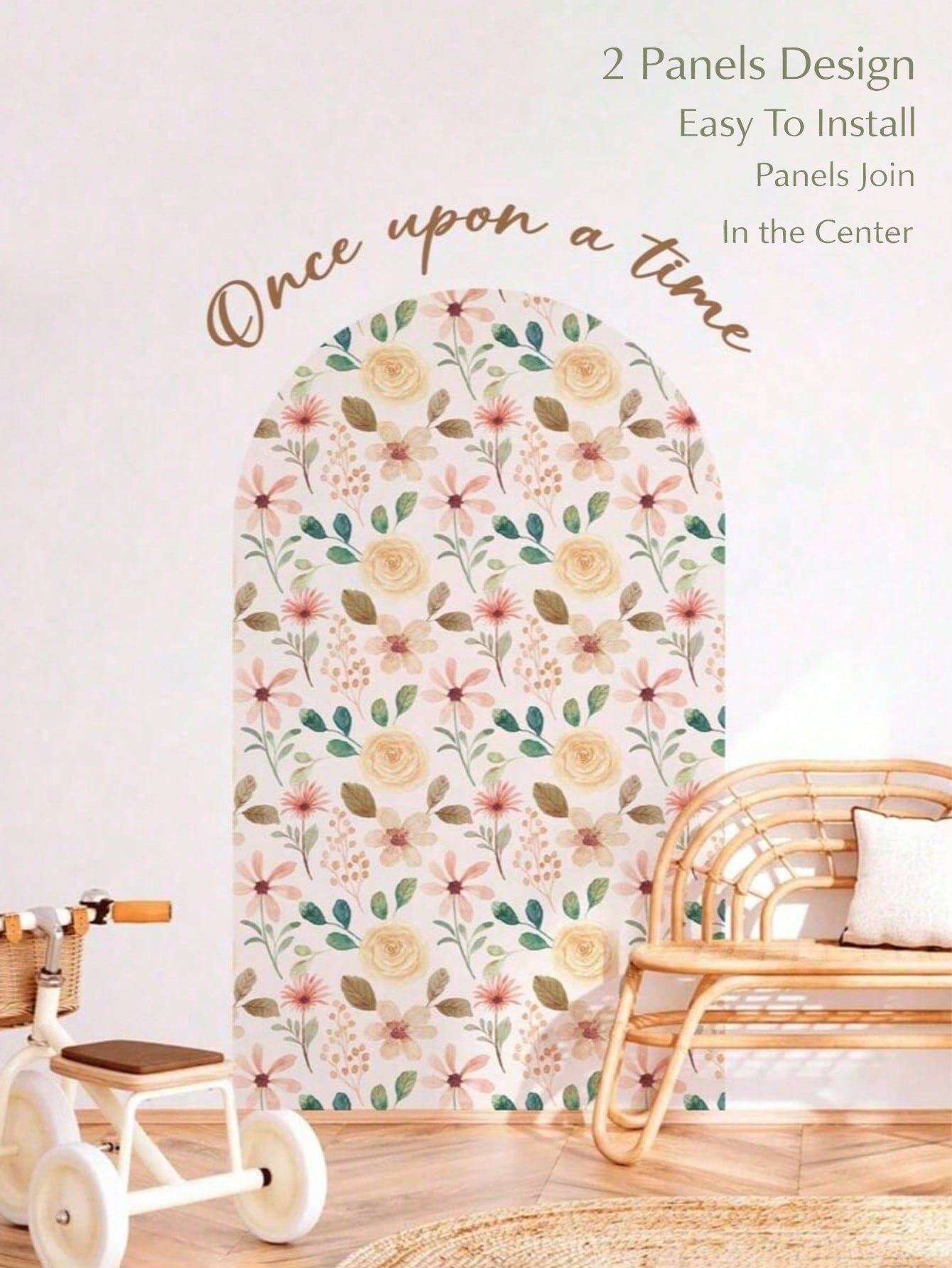 Boho Flowers Arch Wallpaper Nu - Baby Nursery Peel And Stick Wallpaper 리뷰 및 가격