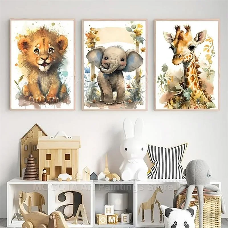 Watercolor Lion Giraffe Tiger  - Baby Nursery Things 리뷰 및 가격