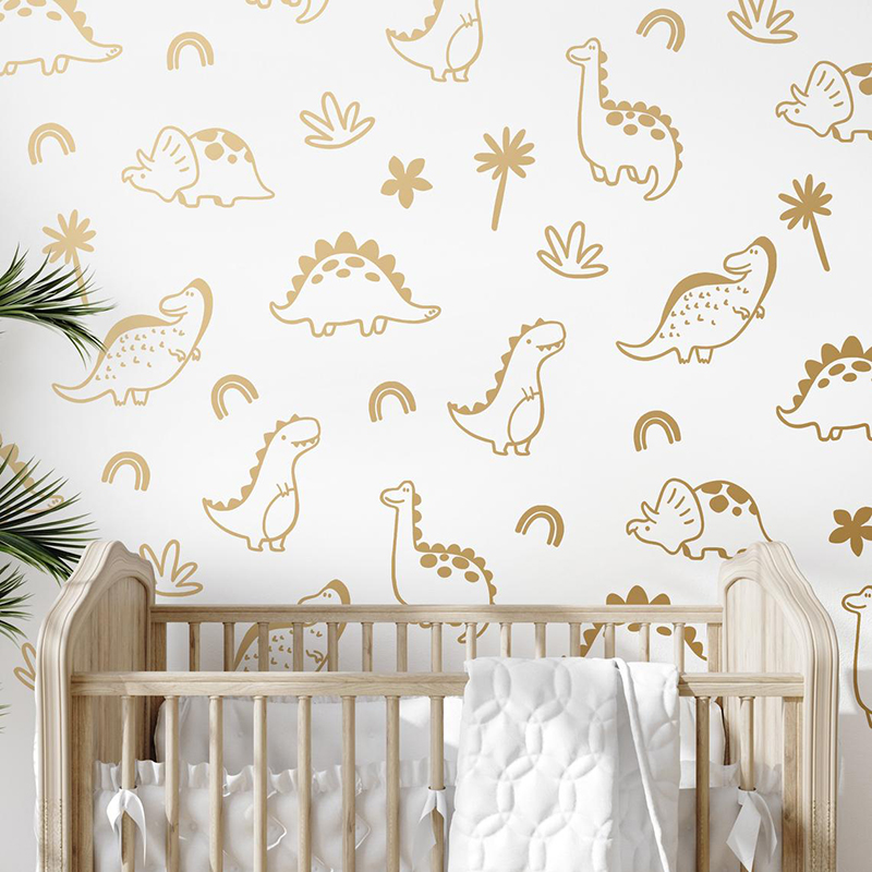 Geometric Dinosaur Tree Rainbo - Baby Nursery Vinyl Wall Stickers 리뷰 및 가격
