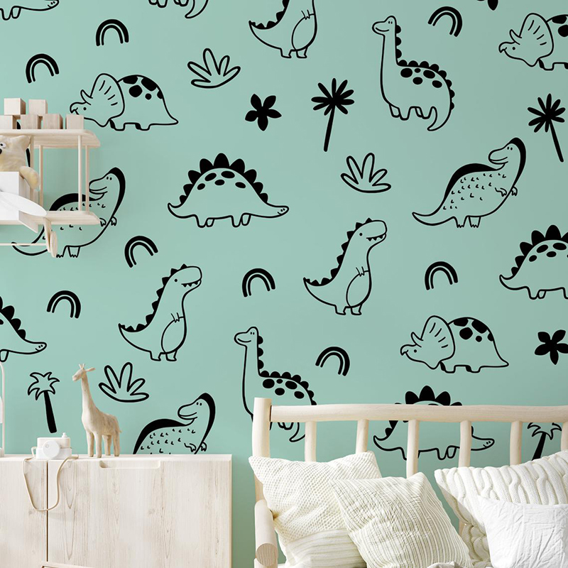 Geometric Dinosaur Tree Rainbo - Baby Nursery Vinyl Wall Stickers 리뷰 및 가격