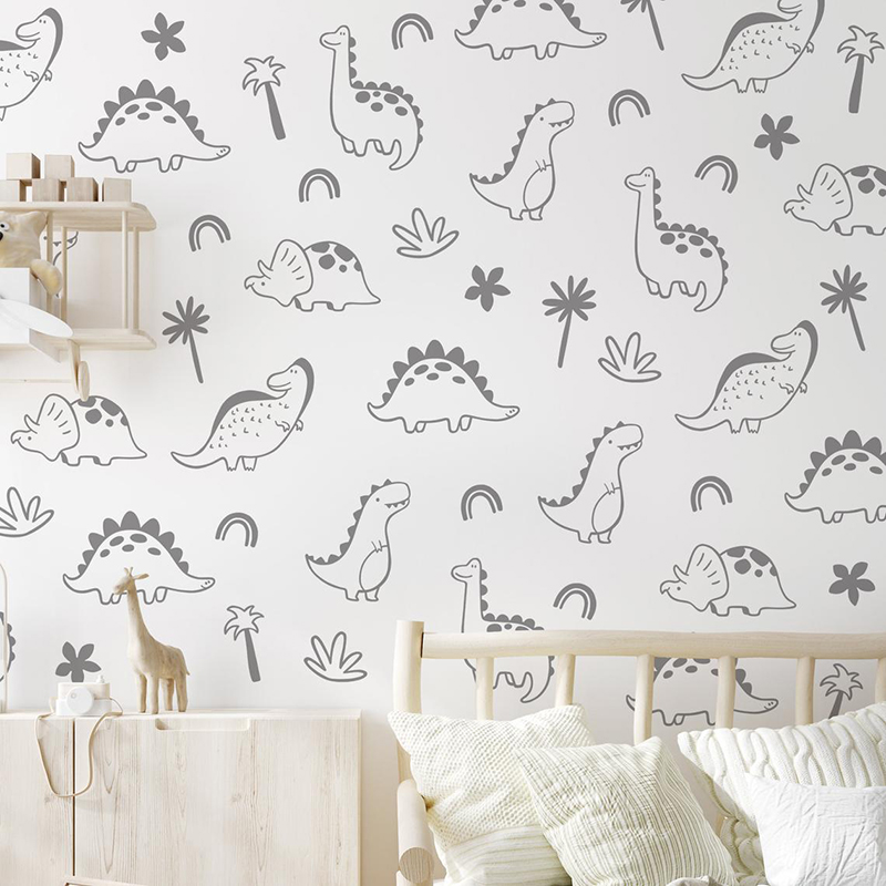 Geometric Dinosaur Tree Rainbo - Baby Nursery Vinyl Wall Stickers 리뷰 및 가격