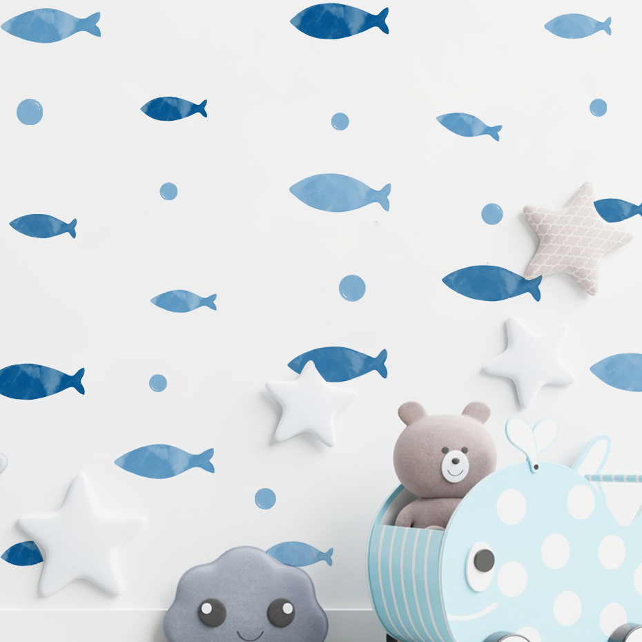 Blue Fish Vinyl Wall sticker f - Baby Nursery Vinyl Wall Stickers 리뷰 및 가격
