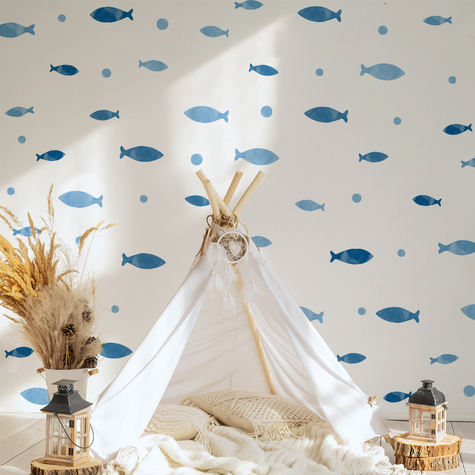 Blue Fish Vinyl Wall sticker f - Baby Nursery Vinyl Wall Stickers 리뷰 및 가격