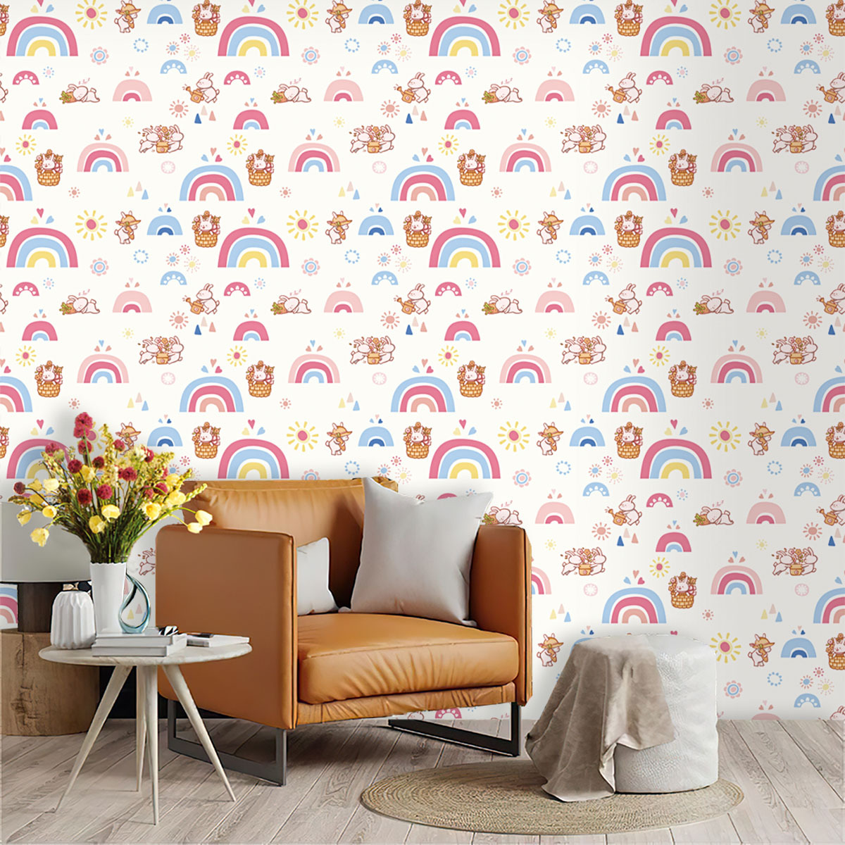 Boho Rainbow Kids Stick and Pe - Baby Nursery Peel And Stick Wallpaper 리뷰 및 가격