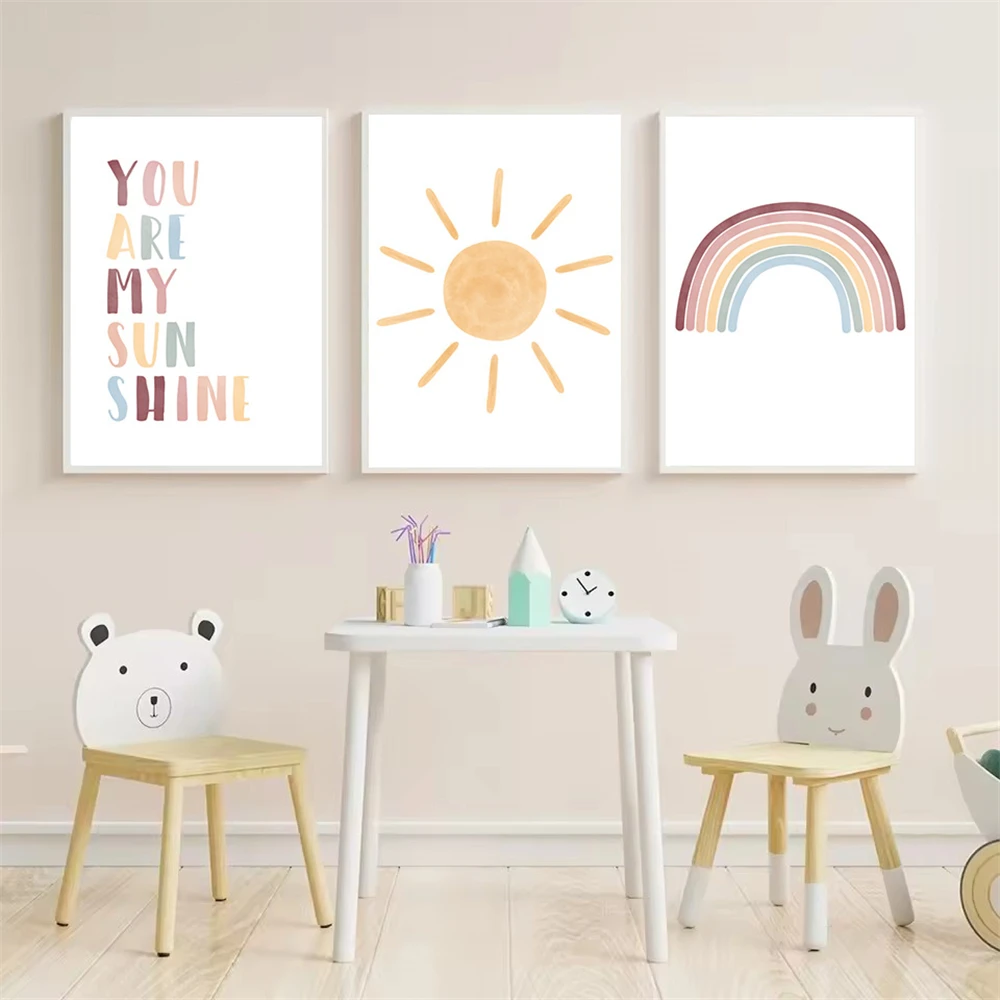 Sun Wall Art Poster Rainbow Ca - Baby Nursery You Are My Sunshine 리뷰 및 가격