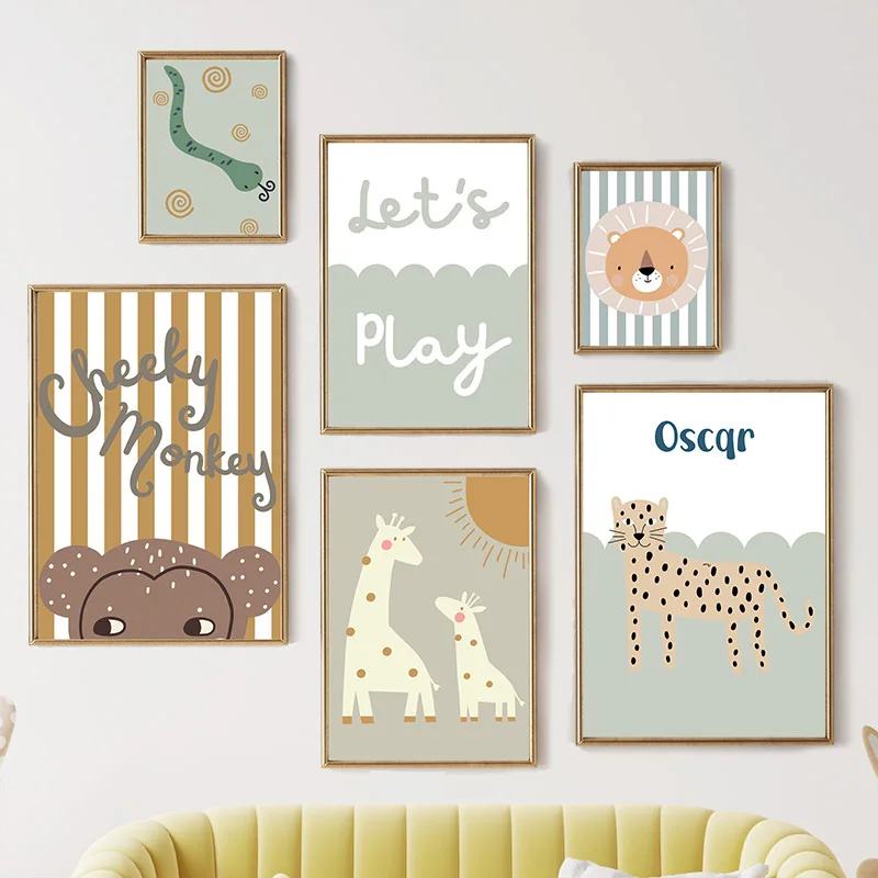 Cartoon Giraffe Leopard Lion M - Baby Nursery Animal Pictures 리뷰 및 가격