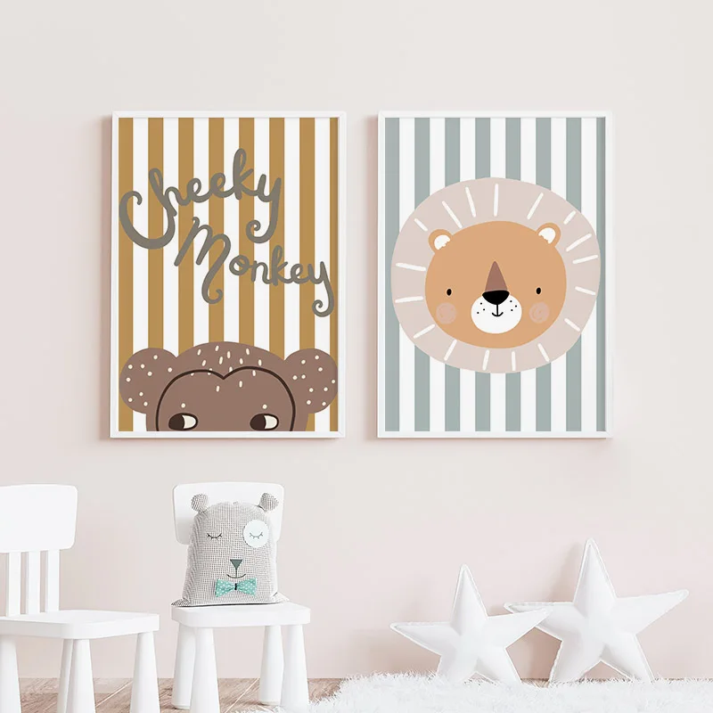 Cartoon Giraffe Leopard Lion M - Baby Nursery Animal Pictures 리뷰 및 가격