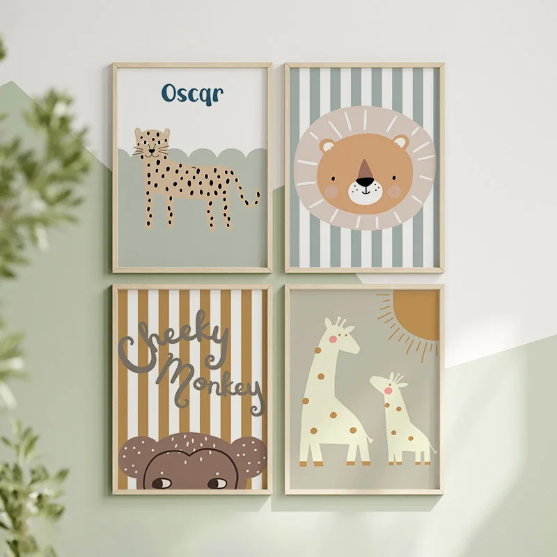 Cartoon Giraffe Leopard Lion M - Baby Nursery Animal Pictures 리뷰 및 가격