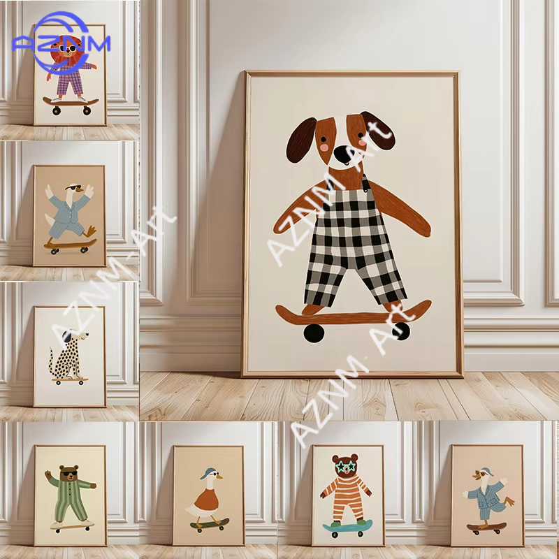 1PC Funny Animal Skateboarding - Baby Nursery Things 리뷰 및 가격
