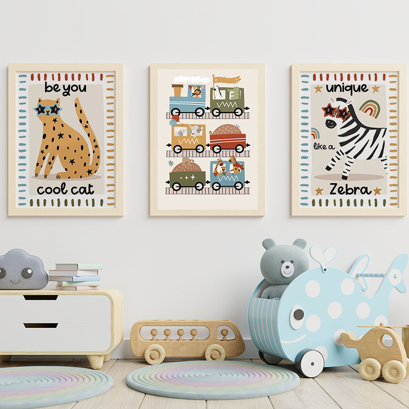 Funny Cartoon Animals Car Bus  - Baby Nursery Animal Pictures 리뷰 및 가격