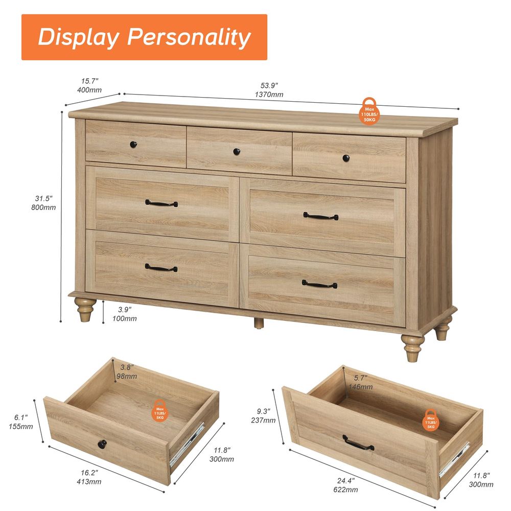 Wide Kids Dresser with 7 Drawe - Baby Nursery Chest Of Drawers 리뷰 및 가격
