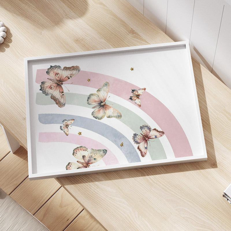 Pink Rainbow Butterfly Custom  - Baby Nursery Animal Pictures 리뷰 및 가격