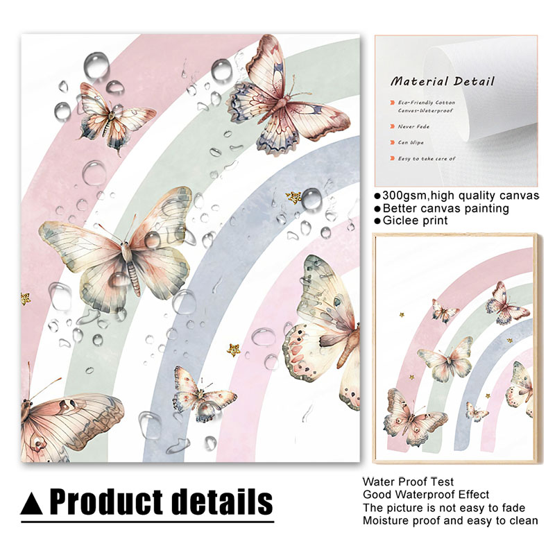 Pink Rainbow Butterfly Custom  - Baby Nursery Animal Pictures 리뷰 및 가격