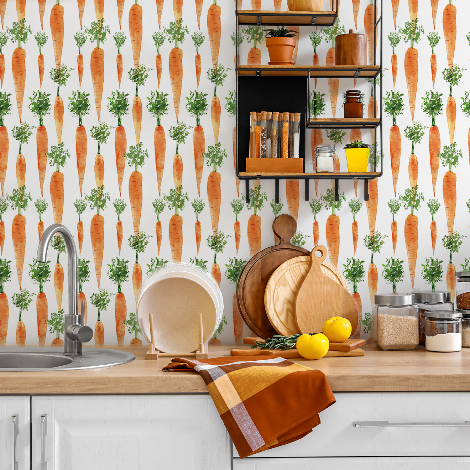 Cute Watercolor Carrots Wallpa - Baby Nursery Peel And Stick Wallpaper 리뷰 및 가격