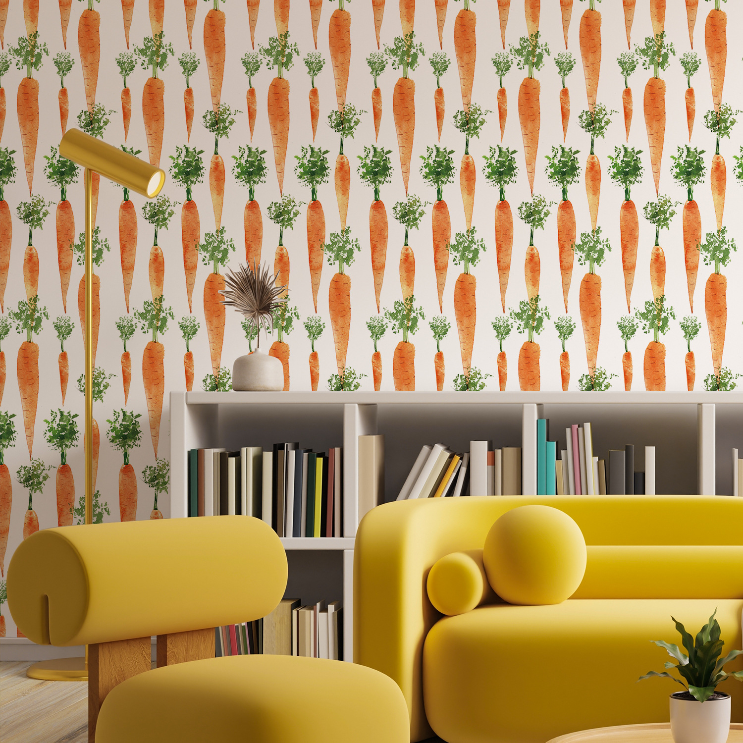 Cute Watercolor Carrots Wallpa - Baby Nursery Peel And Stick Wallpaper 리뷰 및 가격