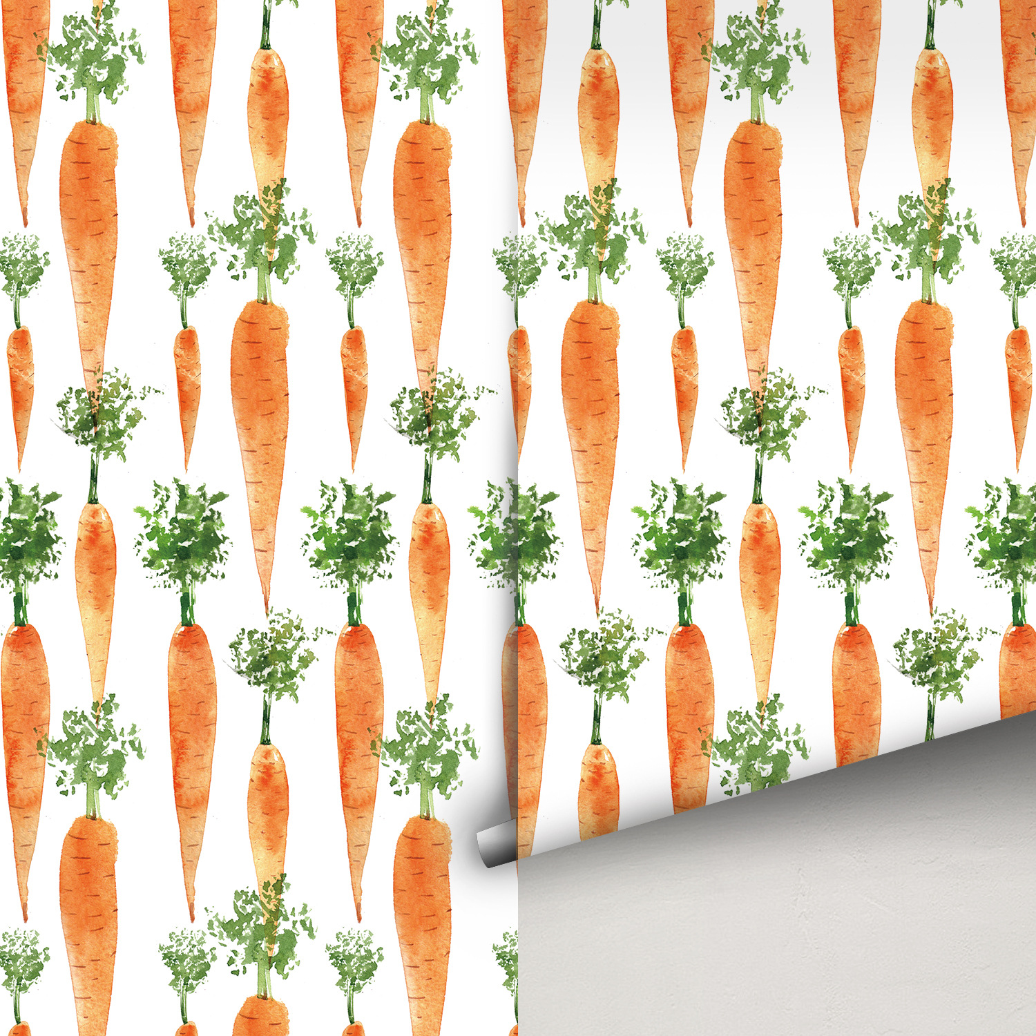 Cute Watercolor Carrots Wallpa - Baby Nursery Peel And Stick Wallpaper 리뷰 및 가격