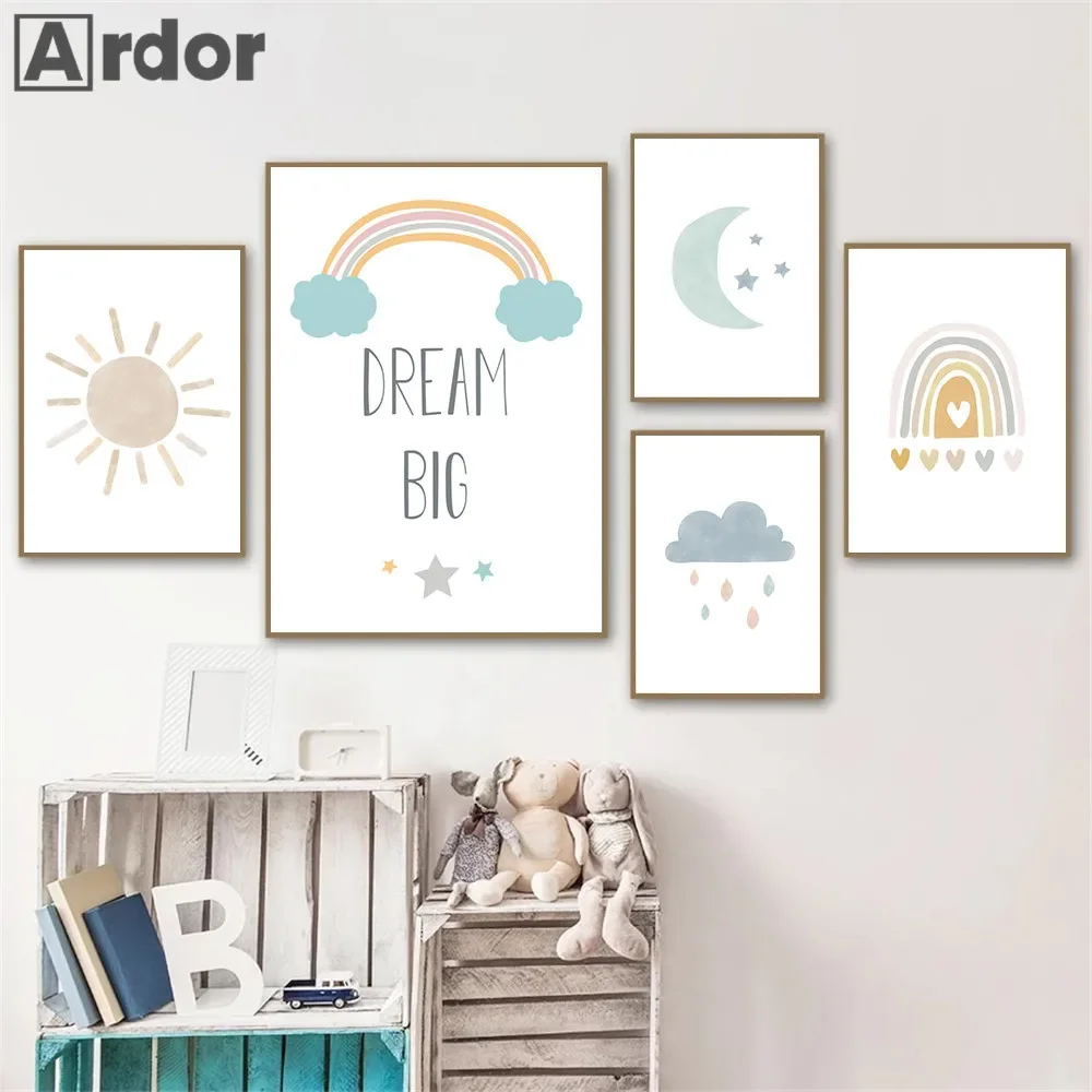 Cartoon Sun Moon Cloud Rainbow - Baby Nursery You Are My Sunshine 리뷰 및 가격