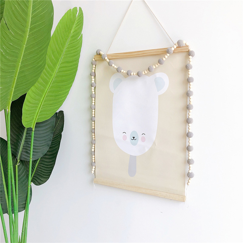 Scandinavian Wood Beads Pompom - Baby Nursery Garland 리뷰 및 가격
