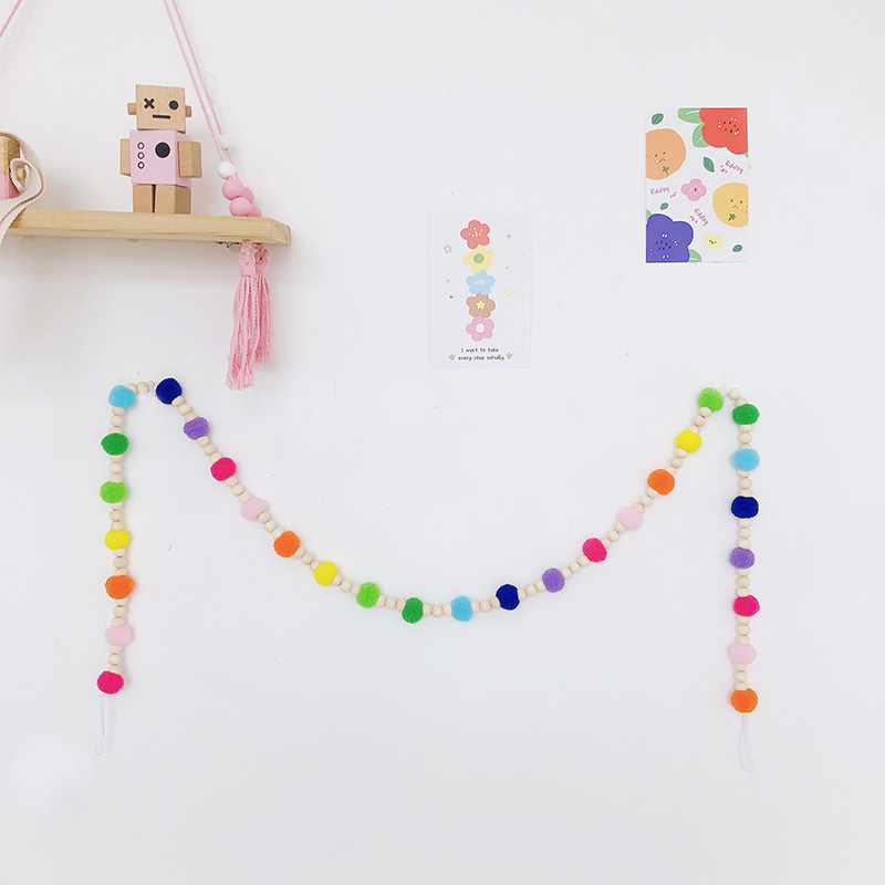Scandinavian Wood Beads Pompom - Baby Nursery Garland 리뷰 및 가격