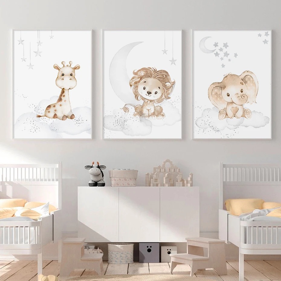 Cartoon Lion Elephant African  - Baby Nursery Animal Pictures 리뷰 및 가격