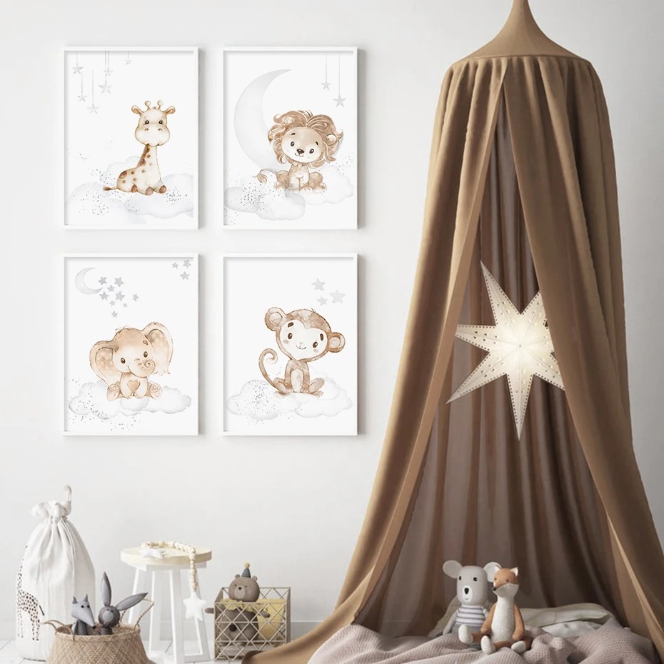 Cartoon Lion Elephant African  - Baby Nursery Animal Pictures 리뷰 및 가격