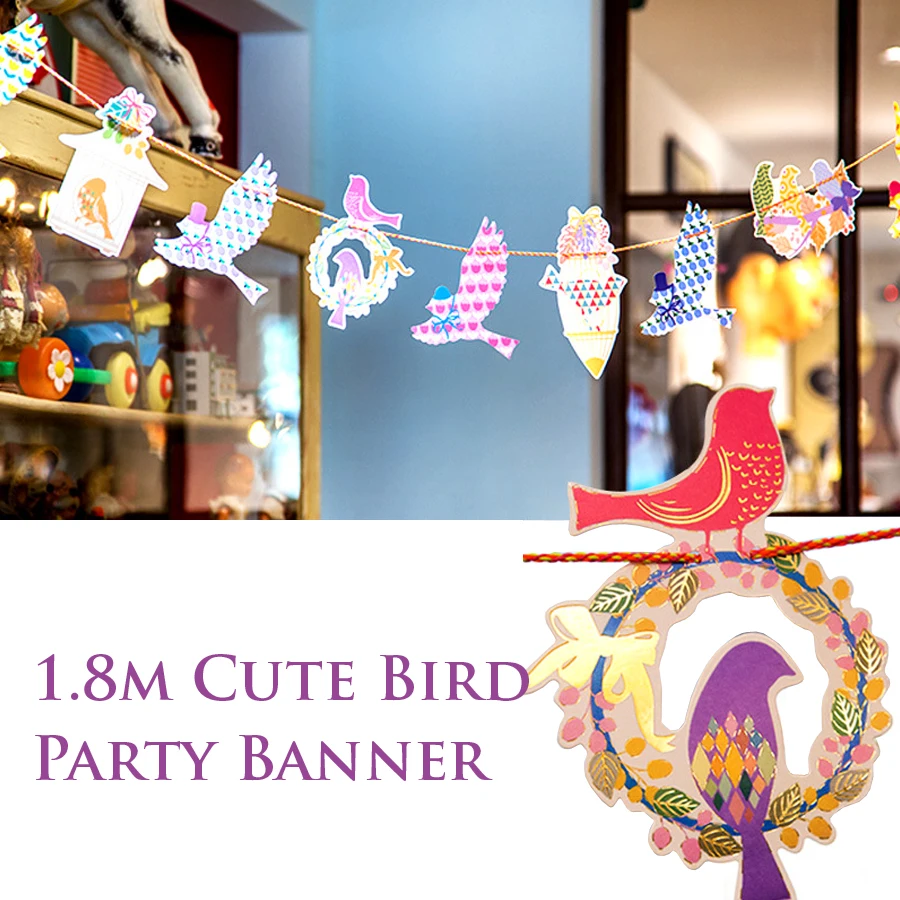 1.8m Bird Animal Party Banner  - Baby Nursery Garland 리뷰 및 가격