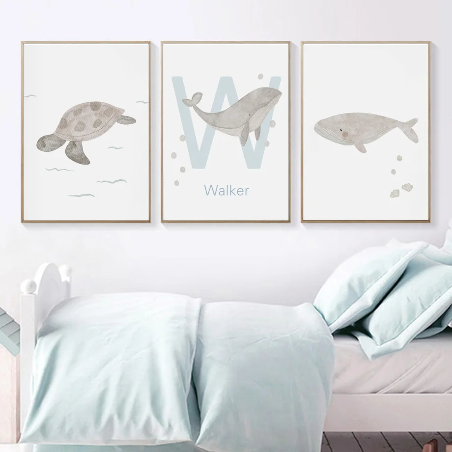 Custom Name Whale Octopus Turt - Baby Nursery Animal Pictures 리뷰 및 가격