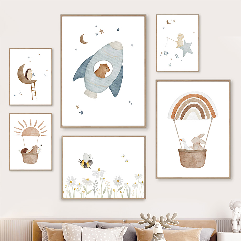 Cartoon Animals Nursery Wall A - Baby Nursery Animal Pictures 리뷰 및 가격