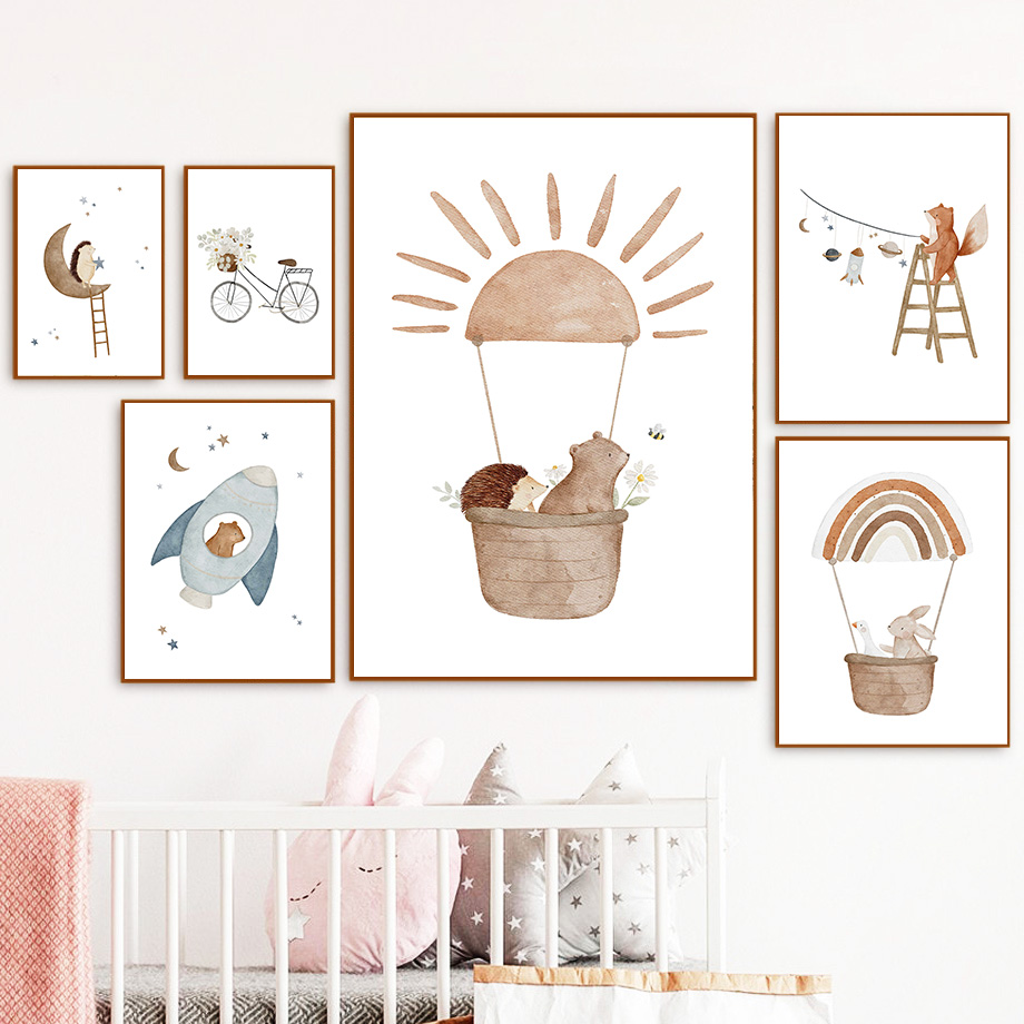 Cartoon Animals Nursery Wall A - Baby Nursery Animal Pictures 리뷰 및 가격