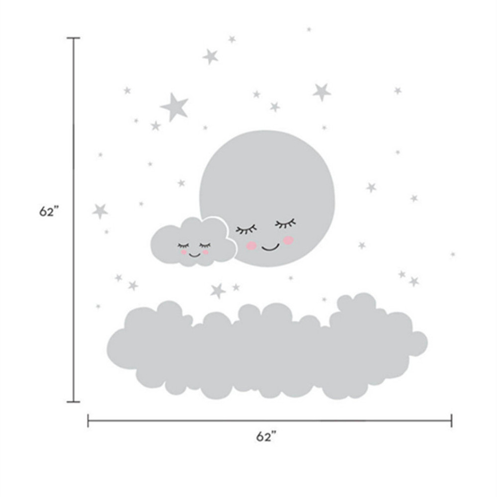Beautiful Moon stars Wall Deca - Baby Nursery Vinyl Wall Stickers 리뷰 및 가격